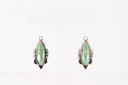 Native America Navajo Sterling Silver Turquoise Dangling Earring's By Annette Martinez.