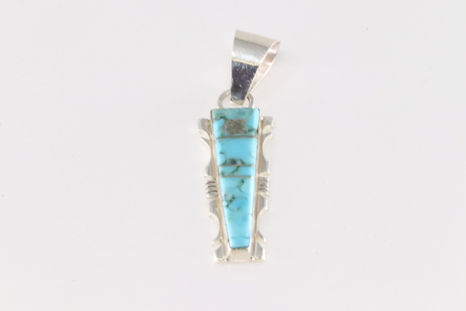 Native America Navajo Sterling Silver Number 8 Turquoise Inlay Pendant By Steve Francisco.: This is a Native America Navajo Sterling Silver Number 8 Turquoise Inlay Pendant By Steve Francisco.
