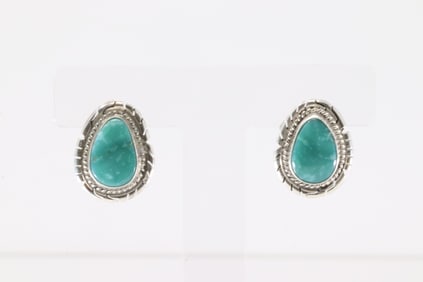 Native America Navajo Sterling Silver Turquoise Post Earring's By Peggy Skeets.