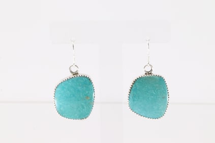 Native America Navajo Sterling Silver Turquoise Dangling Earring's By Hiram Largo.