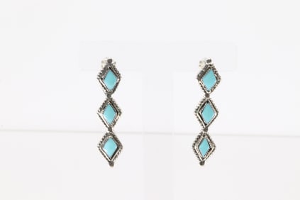 Native America Navajo Sterling Silver Turquoise Post Earring's By Ryntanna Yazzie.