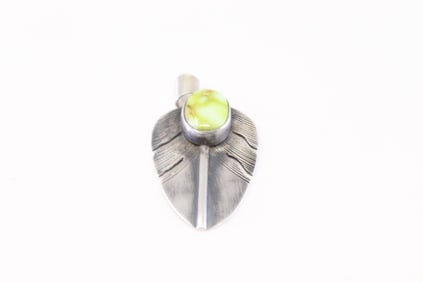 Native America Navajo Sterling Silver Palomino Feather Pendant By D.Wylie.