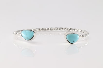 Native America Navajo Sterling Silver Turquoise Bracelet Cuff By Mike Smith.