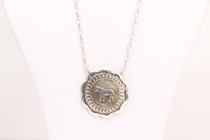 Native America Navajo Sterling Silver Horse Necklace By Emerson Kinsel.