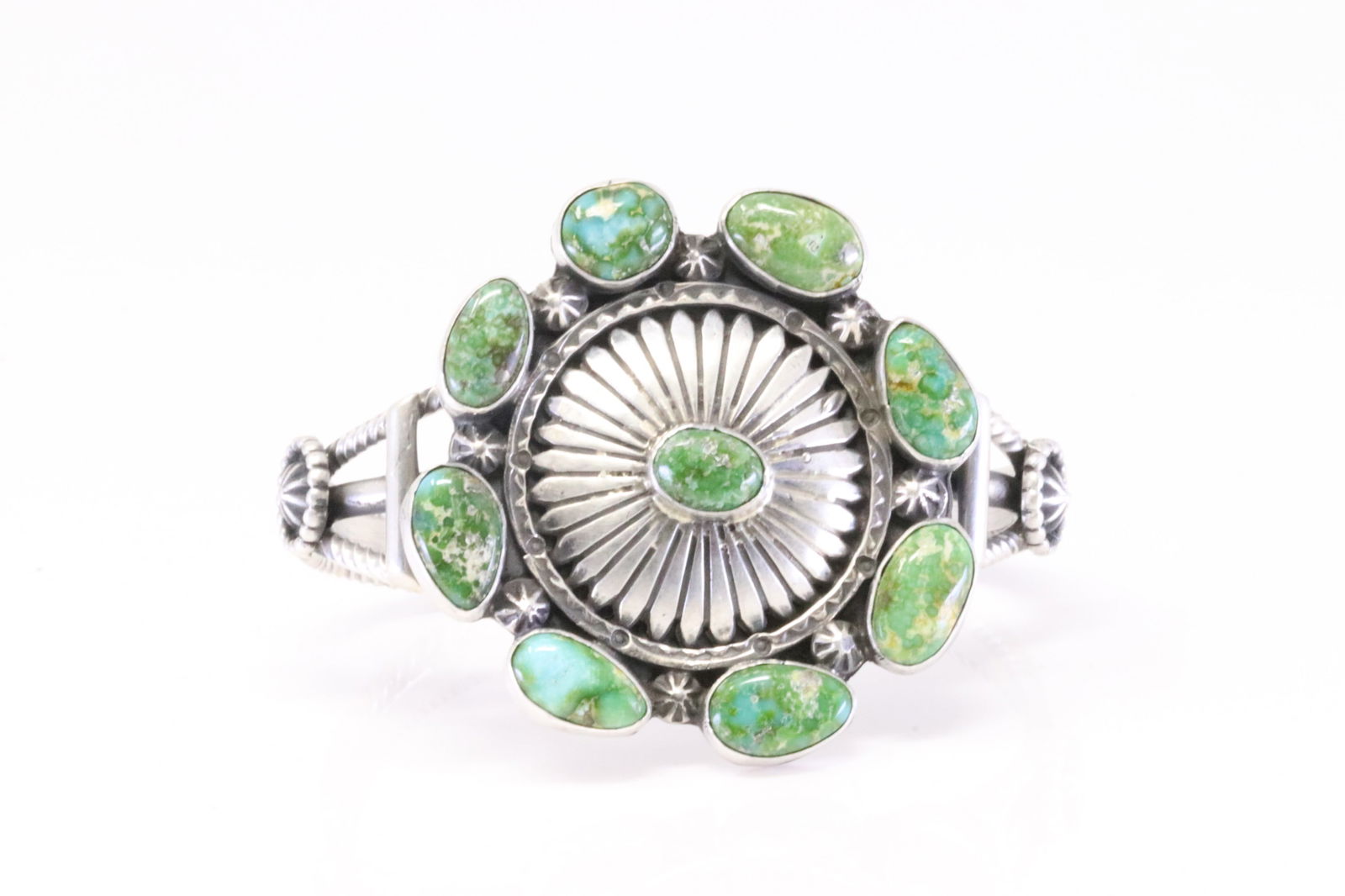 Native America Navajo Sterling Silver Sonora Gold Turquoise Bracelet By Harry B Yazzie. (1 of 4)