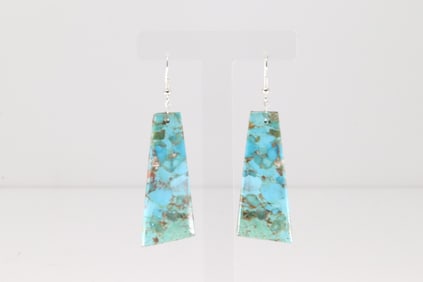 Native America Navajo Sterling Silver Turquoise Dangling Earring's By Jameson Pete.