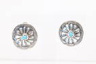 Native America Navajo Sterling Silver Turquoise Concho Post Earring's By Joan & Ryan Begay.