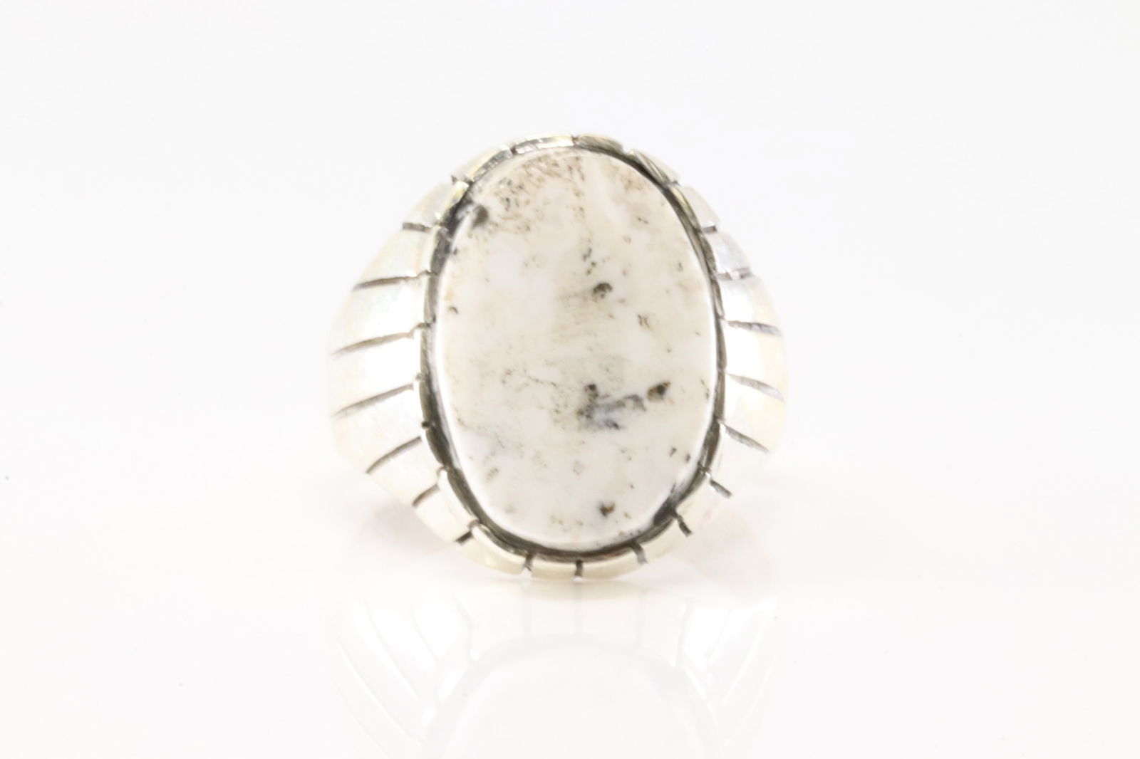 Native America Navajo Sterling Silver White Buffalo Ring By R. (1 of 4)