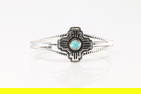 Native America Navajo Sterling Silver Turquoise Cross Bracelet Cuff By Adrienne Gordon.