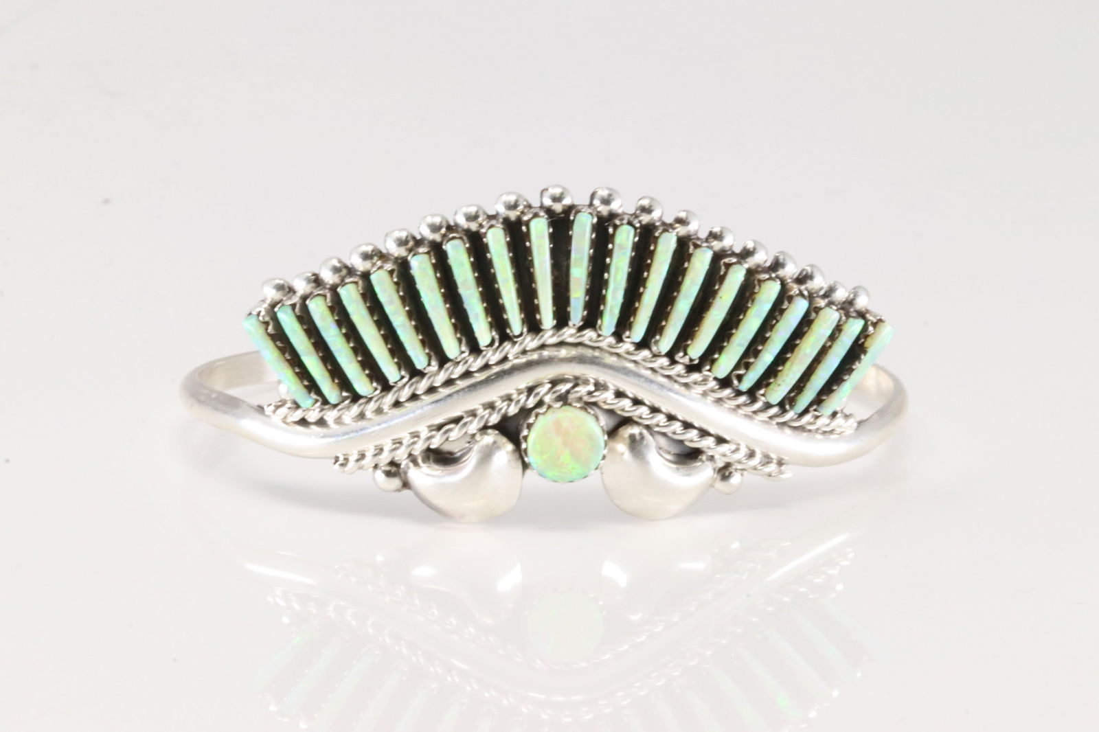 Native America Navajo Sterling Silver Synthetic Opal Bracelet Cuff By Joyce Vacit. (1 of 4)