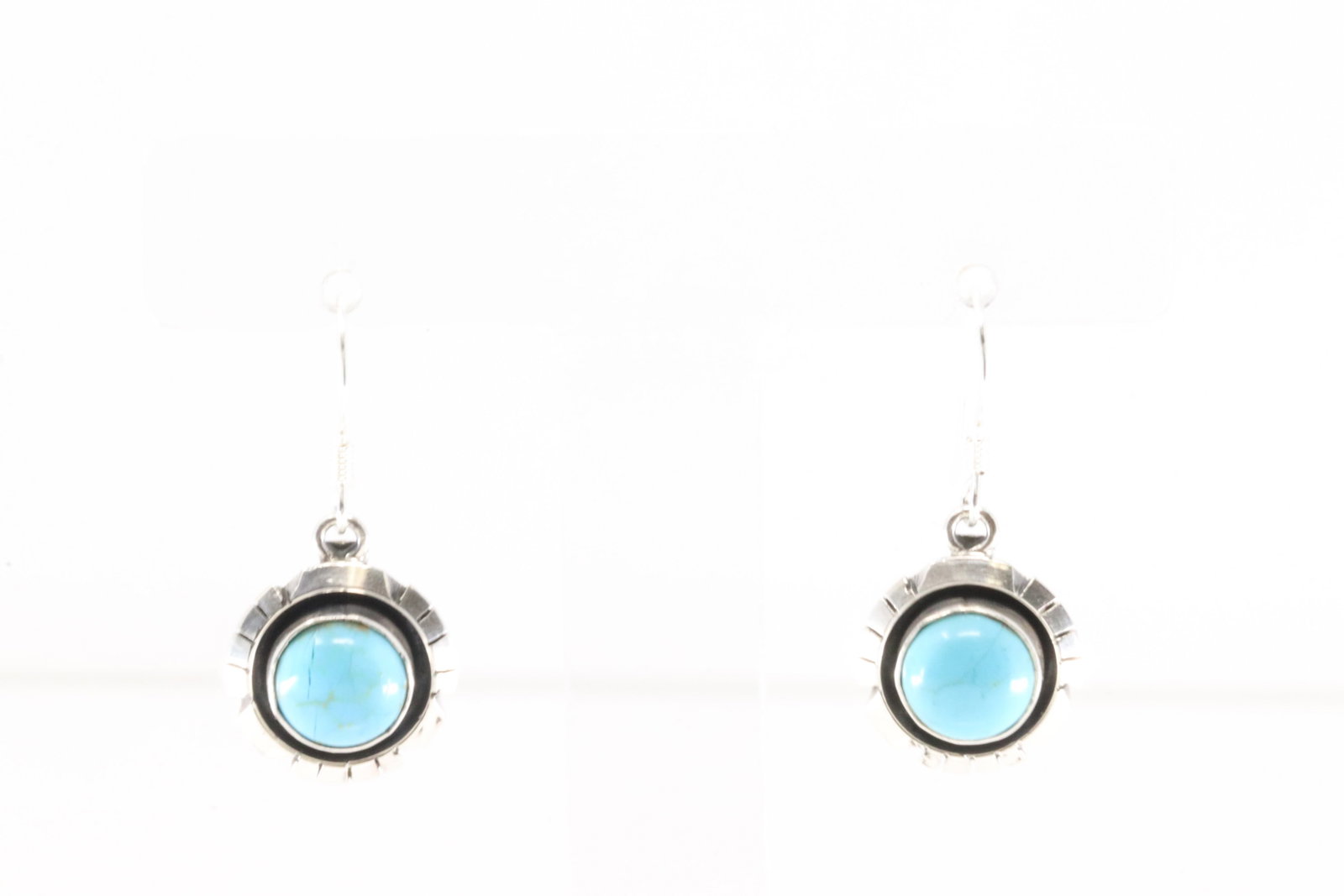 Native America Navajo Sterling Silver Turquoise Dangling Earring's By Amos Begay.: This is a Native America Navajo Sterling Silver Turquoise Dangling Earring's By Amos Begay.