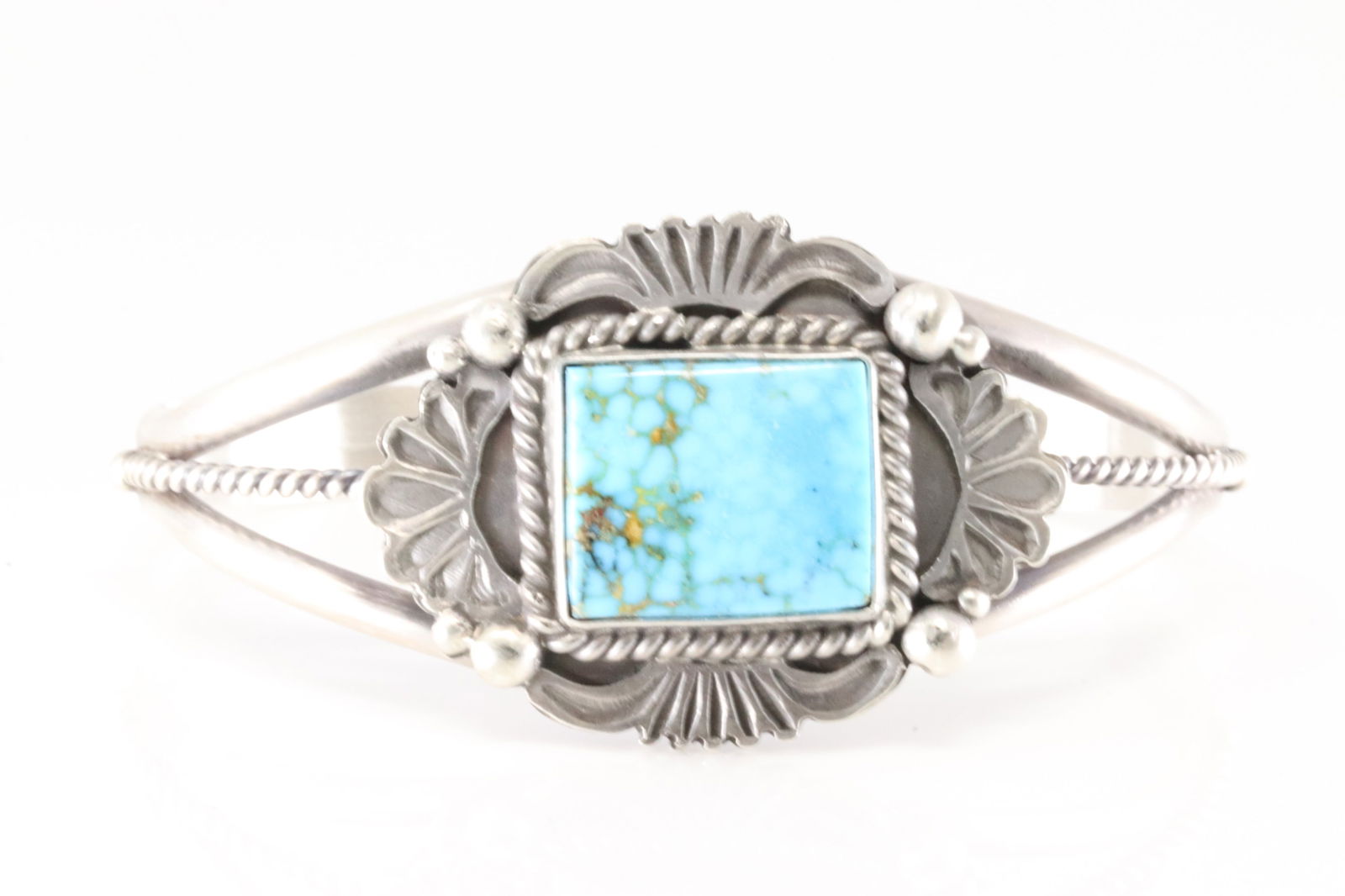 Native America Navajo Sterling Silver Kingman Turquoise Bracelet Cuff By Jimmy Lee. (1 of 4)
