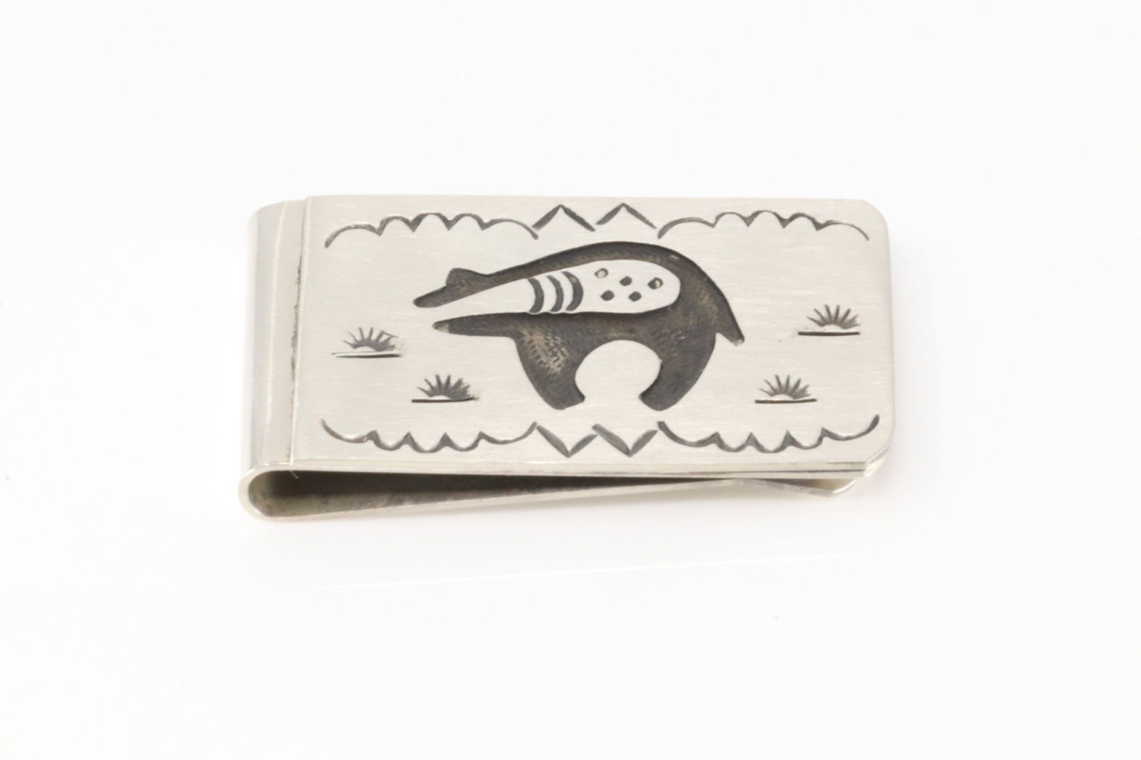 Navajo Native American Money Clip. The Design is made From Sterling Silver. The Lower Part of the (1 of 3)