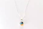Native America Navajo Sterling Silver Multi-Color Stone Inlay Pendant & A 925 Necklace.