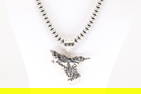 Native America Navajo Sterling Silver Hummingbird Pendant By A.Mariano. With Sterling Silver Pearl