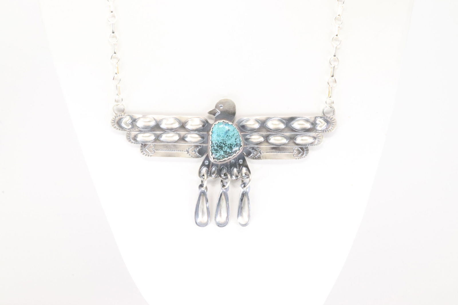 Native America Navajo Sterling Silver Turquoise Eagle Necklace By T.Yazzie. (1 of 4)