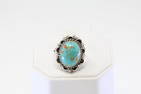 Native America Navajo Sterling Silver Turquoise Ring By F.