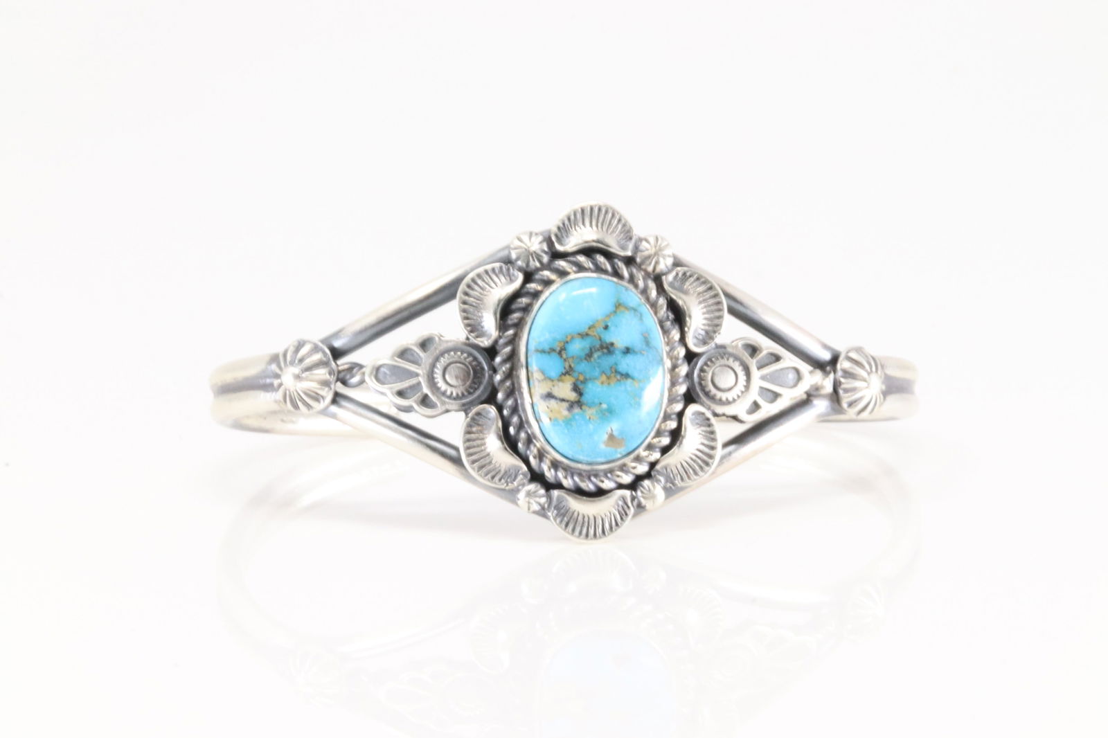 Native America Navajo Sterling Silver Turquoise Bracelet Cuff By Robert Shakey. (1 of 4)