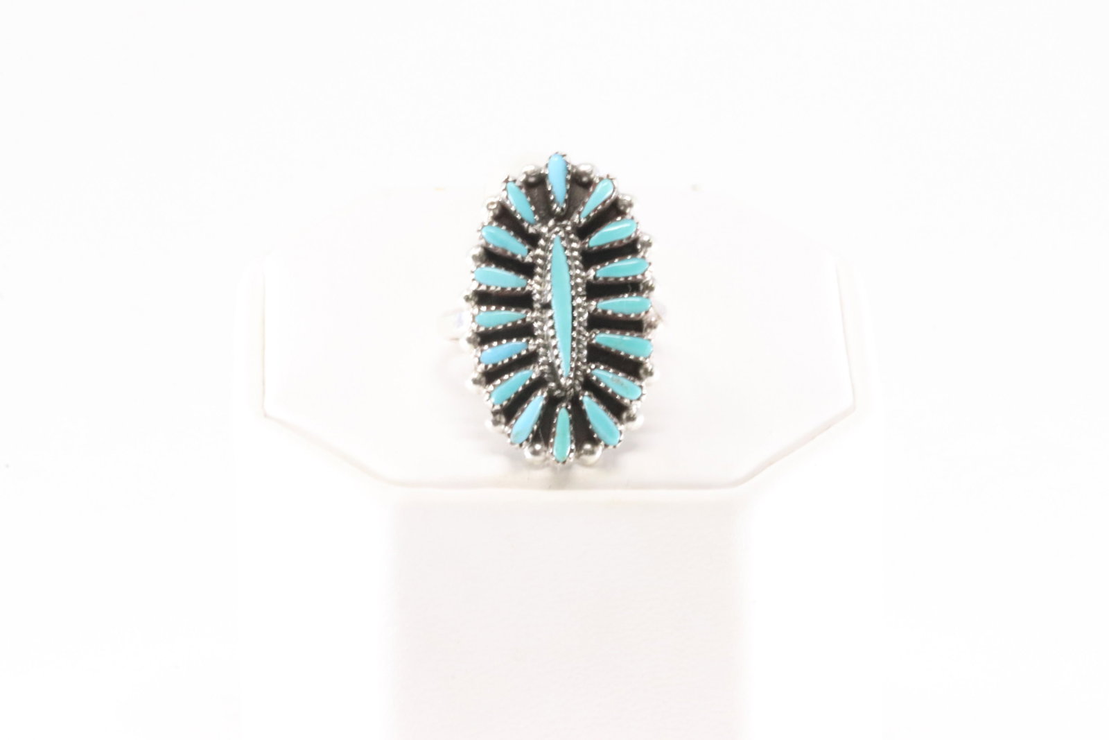 Native America Zuni Sterling Silver Turquoise Ring By J.W. (1 of 4)