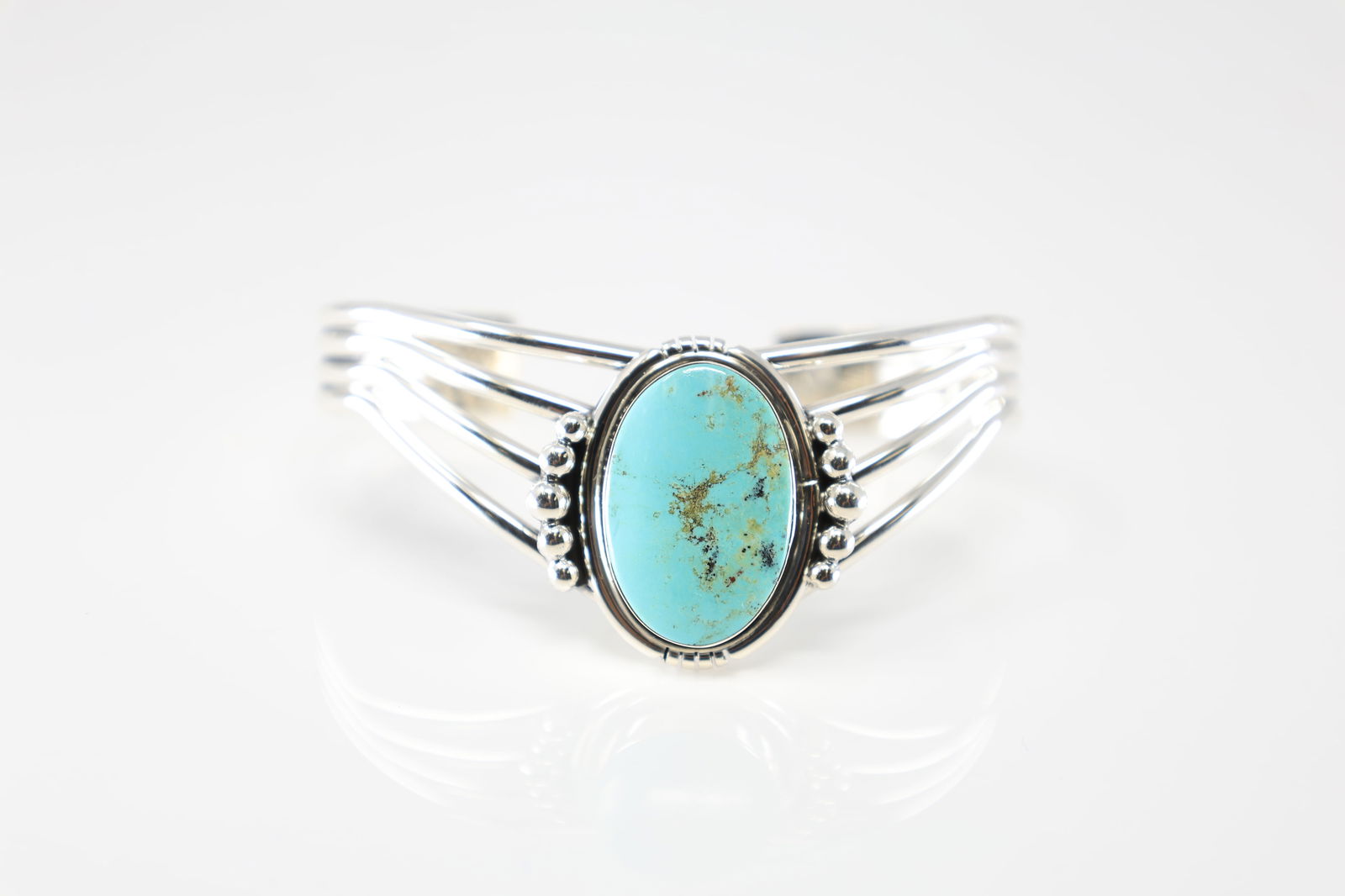 Native America Navajo Sterling Silver Turquoise Bracelet Cuff By Harold Becenti. (1 of 4)