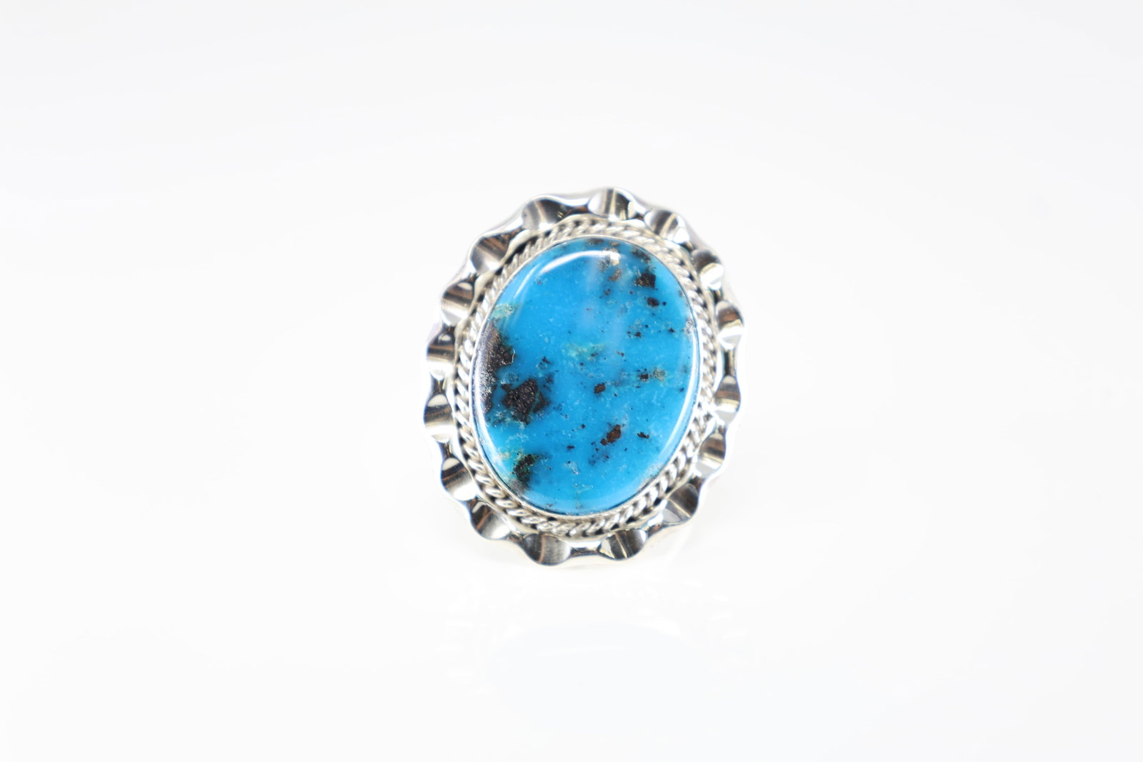 Native American Navajo Sterling Silver Turquoise Ring By Samuel Yellowhair.: This is a Native American Navajo Sterling Silver Turquoise Ring By Samuel Yellowhair. Ring size: 9.00.