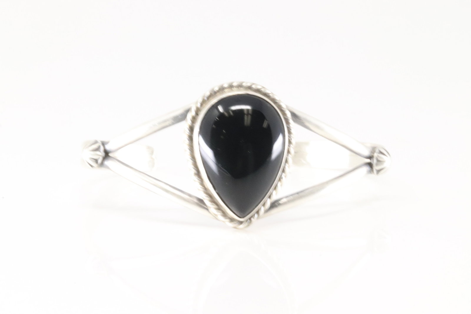 Native America Navajo Sterling Silver Black Onyx Bracelet Cuff By Agustine Largo.: This is a Native America Navajo Sterling Silver Black Onyx Bracelet Cuff By Agustine Largo.