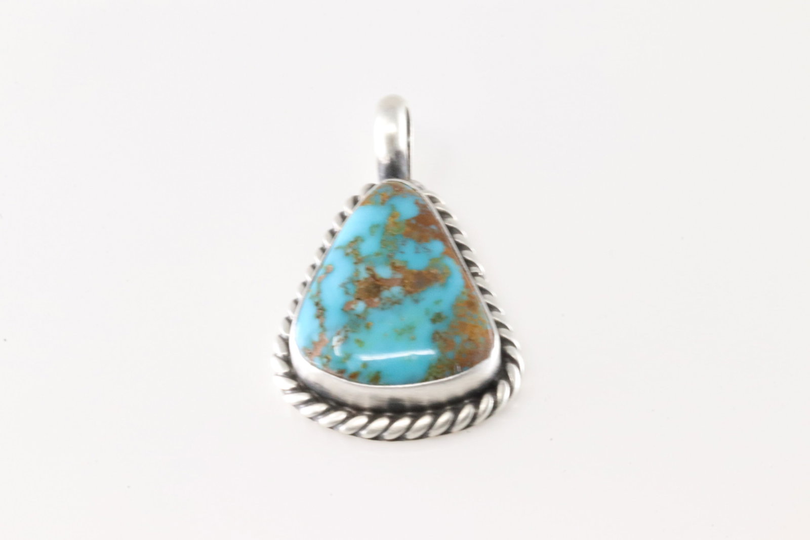 Native America Navajo Sterling Silver Kingman Turquoise Pendant By Johnny Dixon.: This is a Native America Navajo Sterling Silver Kingman Turquoise Pendant By Johnny Dixon.
