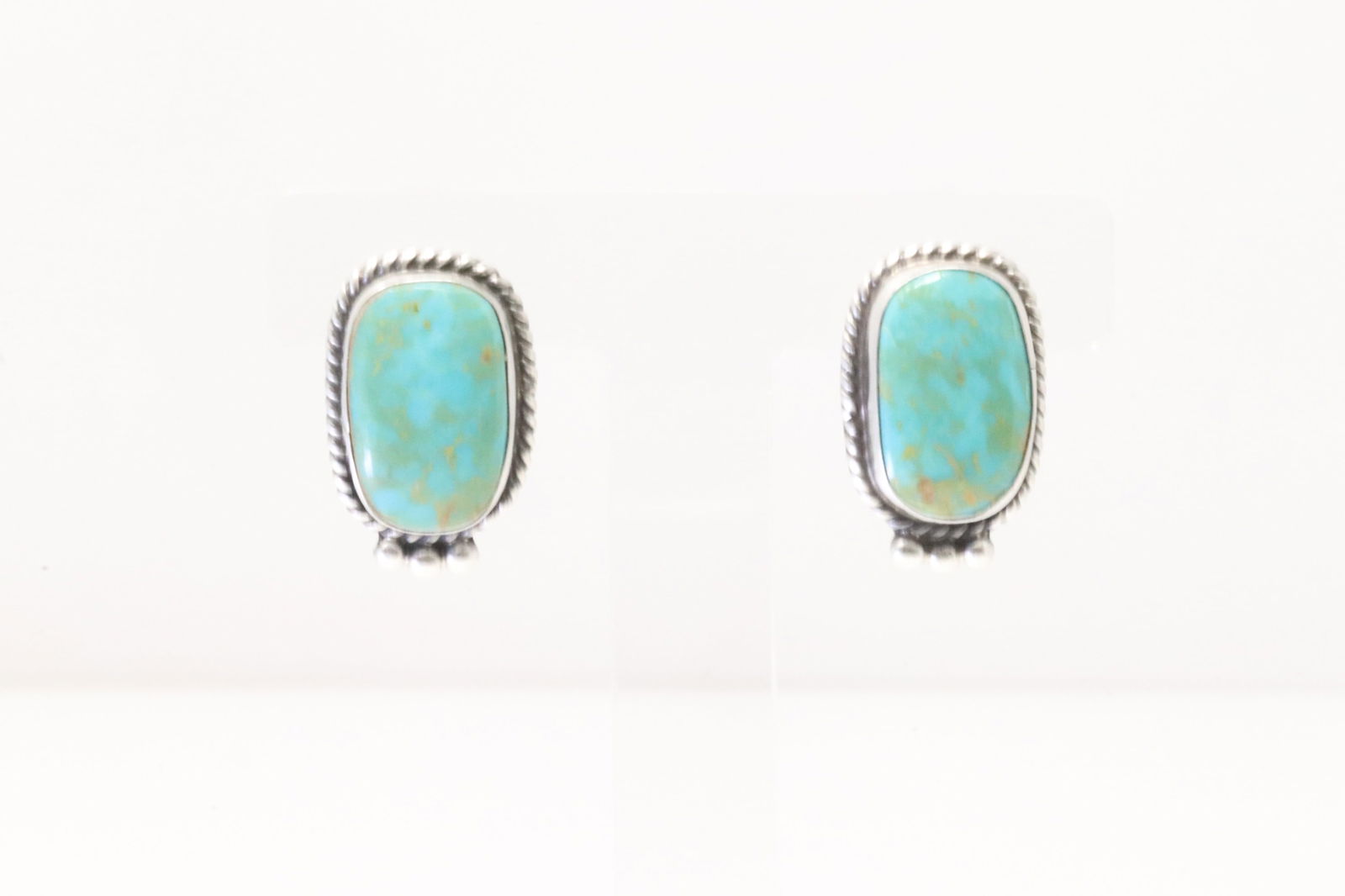 Native America Navajo Sterling Silver Tyrone Turquoise Post Earring's By Elouise Kee. (1 of 4)