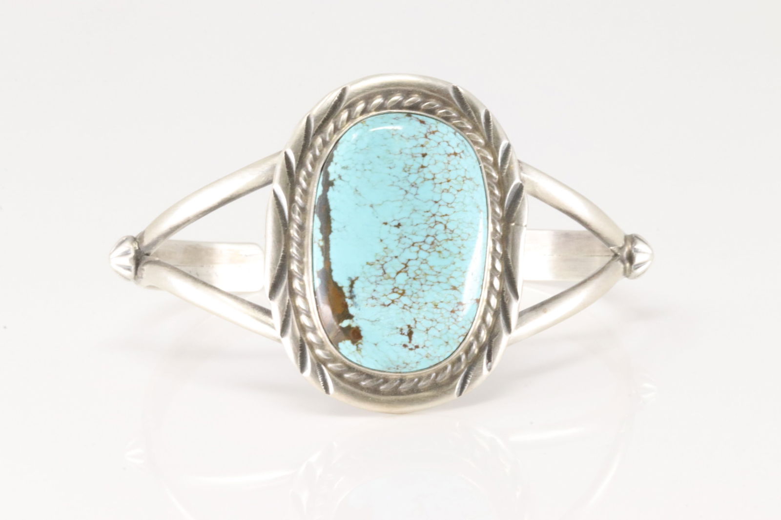 Native America Navajo Sterling Silver Number 8 Turquoise Bracelet Cuff By Augustine Largo. (1 of 4)