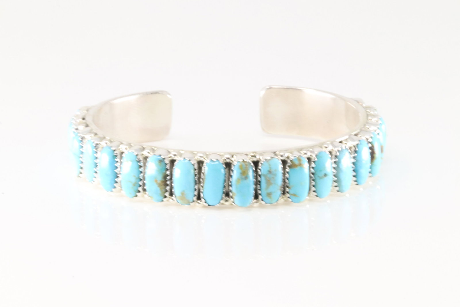 Native America Navajo Sterling Silver Turquoise Bracelet Cuff By Juspert Wilson.: This is a Native America Navajo Sterling Silver Turquoise Bracelet Cuff By Juspert Wilson.