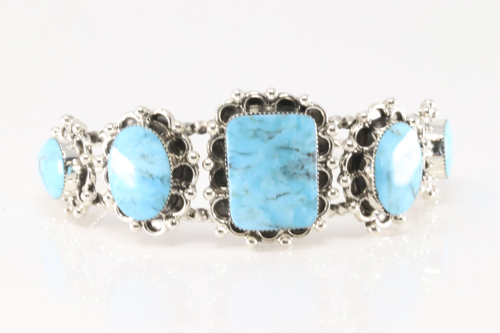 Native America Navajo Sterling Silver Turquoise Bracelet Cuff By Sheena Jack. (1 of 4)