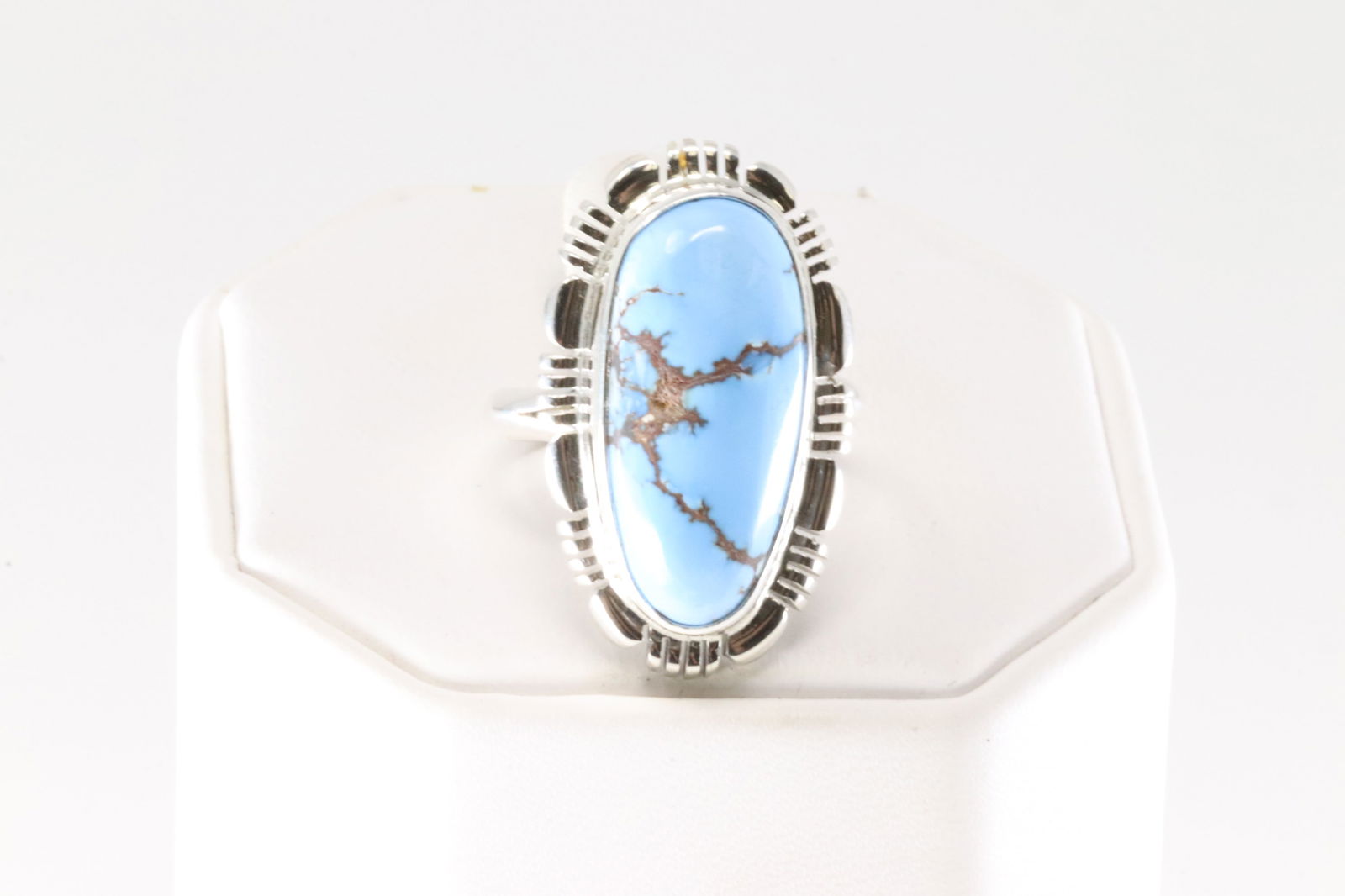 Native America Navajo Sterling Silver Golden Hill Turquoise Ring By N.J. (1 of 4)