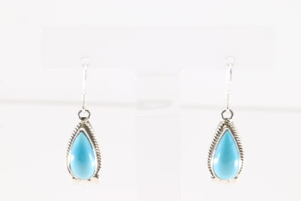 Native America Navajo Sterling Silver Turquoise Dangling Earring's By Sharon McCarthy.