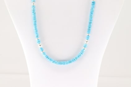 Native America Navajo Sterling Silver Turquoise / Beaded Necklace.