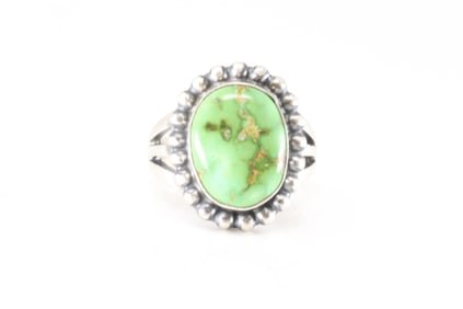 Native America Navajo Sterling Silver Sonora Gold Turquoise Ring By Spencer.