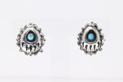 Native America Navajo Sterling Silver Turquoise Post Earring's By Annie Spencer.