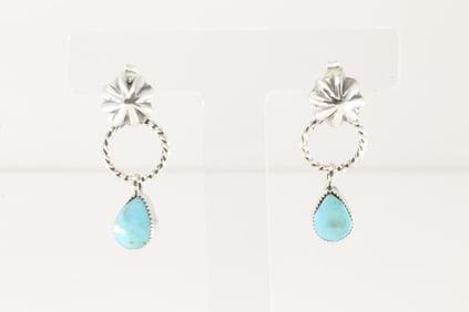 Native America Navajo Sterling Silver Turquoise Post / Dangling's Earring's By By Sheena Jack.