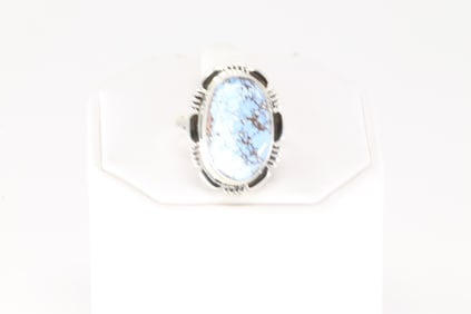 Native America Navajo Sterling Silver Golden Hill Turquoise Ring By N.J.