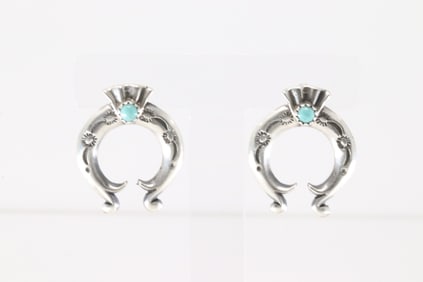 Native America Navajo Sterling Silver Turquoise Naja Post Earring's By Paige Gordan.