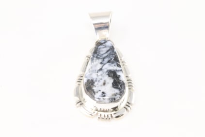 Native America Navajo Sterling Silver White Buffalo Pendant By N.J.