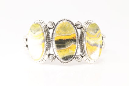 Native America Navajo Sterling Silver Bumble Bee Barcelet Cuff By S.E.