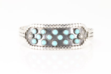 Native America Navajo Sterling Silver Turquoise Bracelet Cuff By Andrew Vandever.