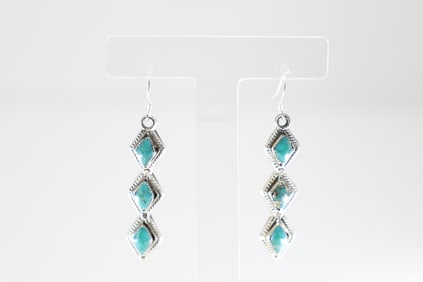 Native America Navajo Sterling Silver Turquoise Dangling Earring's By Ryntanna Yazzie.
