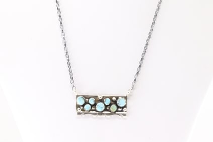 Native America Navajo Sterling Silver Kingman Turquoise Necklace By Steve Francisco.