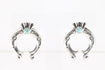 Native America Navajo Sterling Silver Turquoise Naja Post Earring's By Paige Gordan.