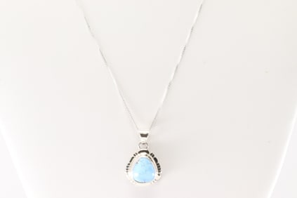 Native America Navajo Sterling Silver Golden Hill Turquoise Pendant By J.F. with A 925 Necklace.
