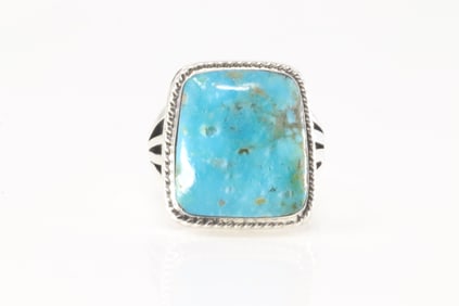 Native America Navajo Sterling Silver Turquoise Ring By Sheena Jake.