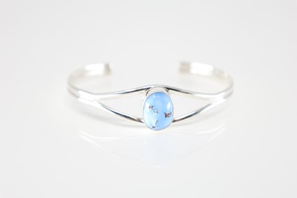 Native America Navajo Sterling Silver Golden Hill Turquoise Bracelet.