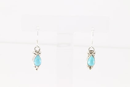 Native America Navajo Sterling Silver Turquoise Dangling Earring's By Gerald Joe.
