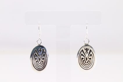 Native America Navajo Sterling Silver Dangling Earring's By Clavin Peterson.